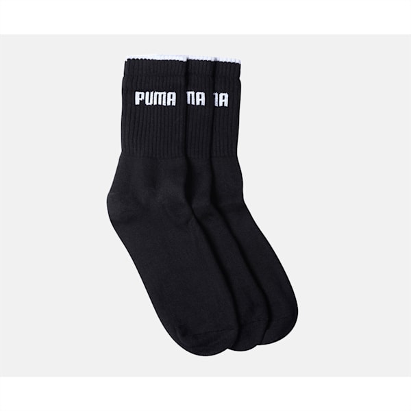 PUMA Unisex Crew Socks Pack of 3, Black/ Black/ Black